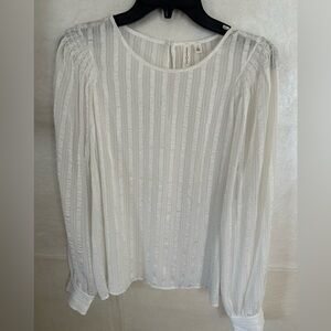 Treasure & Bond Cream Pleated Long Sleeve Blouse
